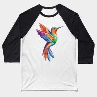 Colorful Geometric Hummingbird Baseball T-Shirt